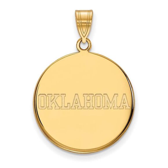 10k Yellow Gold U. of Oklahoma Large Disc Pendant
